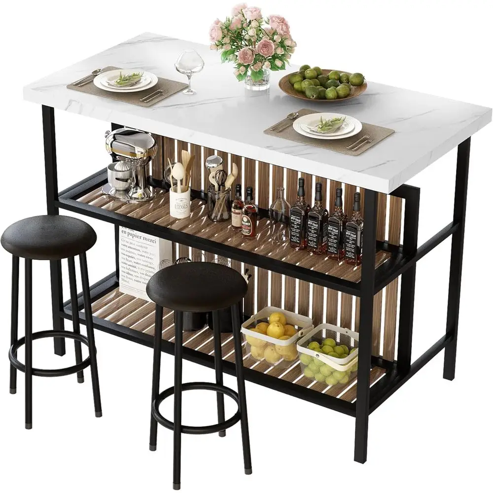 Seating and Storage Kitchen Island, Bar Table with Chairs, Wooden Kitchen Island, Dining Table Set for Small Spaces, White
Seating and Storage Kitchen Island, Bar Table with Chairs, Wooden Kitchen Island, Dining Table Set for Small Spaces, White