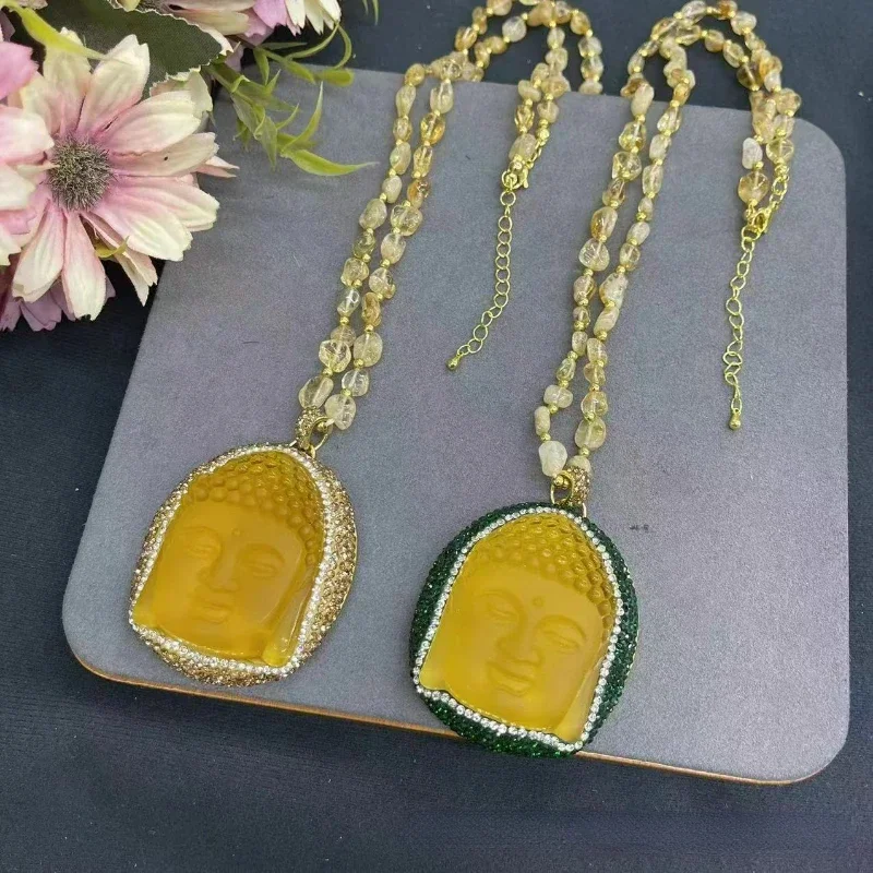 Natural topaz laughing Buddha pendant sweater chain New original design geometric rhinestone necklace women's fashion jewelry
Natural topaz laughing Buddha pendant sweater chain New original design geometric rhinestone necklace women's fashion jewelry