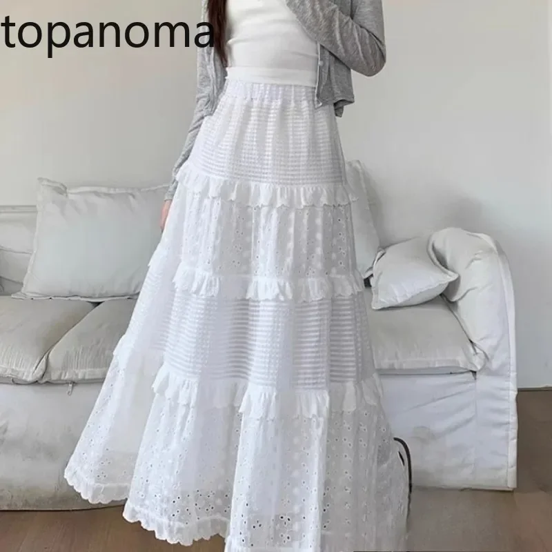 Topanoma, винтажные милые юбки, женские цветы, лето 2021, модная элегантная эластичная кружевная лоскутная свободная длинная юбка с высокой талией
Topanoma, винтажные милые юбки, женские цветы, лето 2021, модная элегантная эластичная кружевная лоскутная свободная длинная юбка с высокой талией
