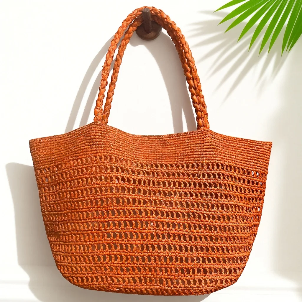 New Women's Fashion Versatile Lafite Grass Handmade Hook Hollow Weaving Handbag Beach Vacation Shoulder Bag Large Tote Bag
New Women's Fashion Versatile Lafite Grass Handmade Hook Hollow Weaving Handbag Beach Vacation Shoulder Bag Large Tote Bag