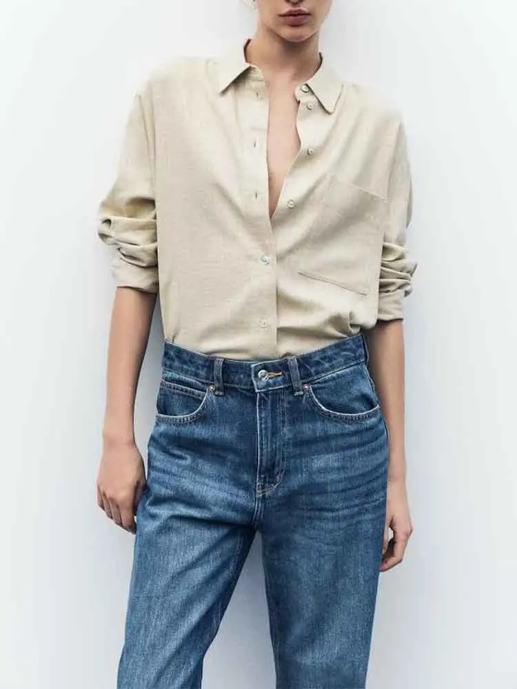 European style new women's clothing linen fashionable and versatile loose simple long-sleeved lapel shirt
European style new women's clothing linen fashionable and versatile loose simple long-sleeved lapel shirt