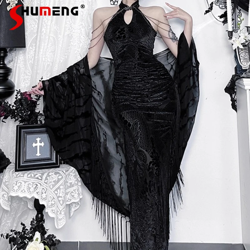 Cool Y2k Vestidos Halloween Outfit Dark Cheongsam Lace Sexy Gothic Dress Japanese Long Slim Fit Sleveless Zipper Dresses Female
Cool Y2k Vestidos Halloween Outfit Dark Cheongsam Lace Sexy Gothic Dress Japanese Long Slim Fit Sleveless Zipper Dresses Female