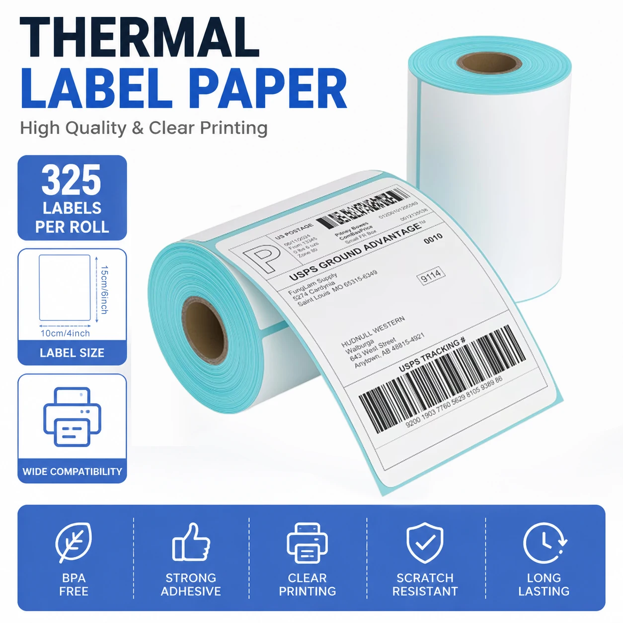 325 Sheets 4''x6'' White Thermal Label Paper for Thermal Label Printers Logistics Shipping Labels 100x150mm
325 Sheets 4''x6'' White Thermal Label Paper for Thermal Label Printers Logistics Shipping Labels 100x150mm