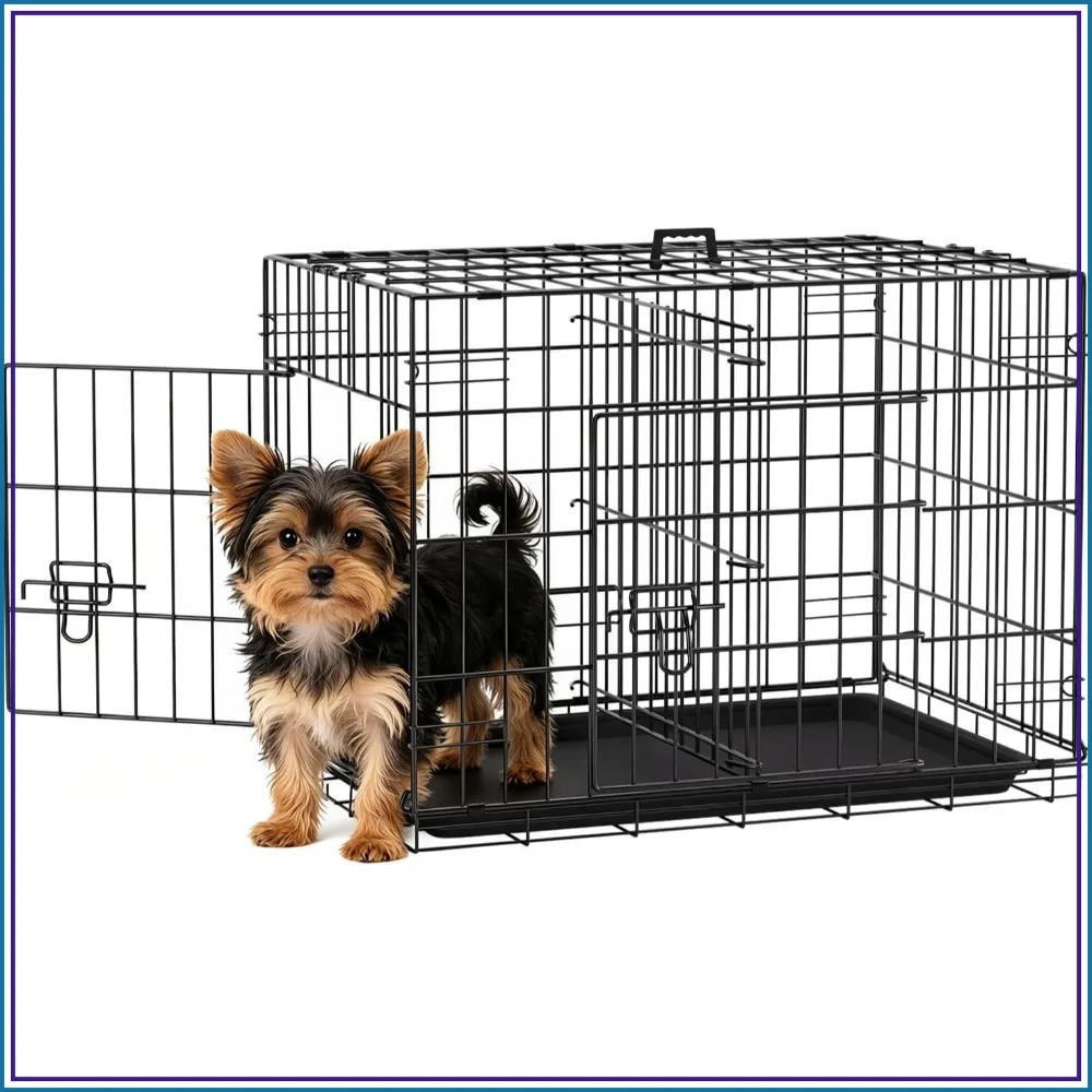 24-Inch Dog Crate for Small Dogs, Double Door Folding Metal Wire Pet Kennel with Divider Panel & Leak-Proof Plastic Tray, Black
24-Inch Dog Crate for Small Dogs, Double Door Folding Metal Wire Pet Kennel with Divider Panel & Leak-Proof Plastic Tray, Black