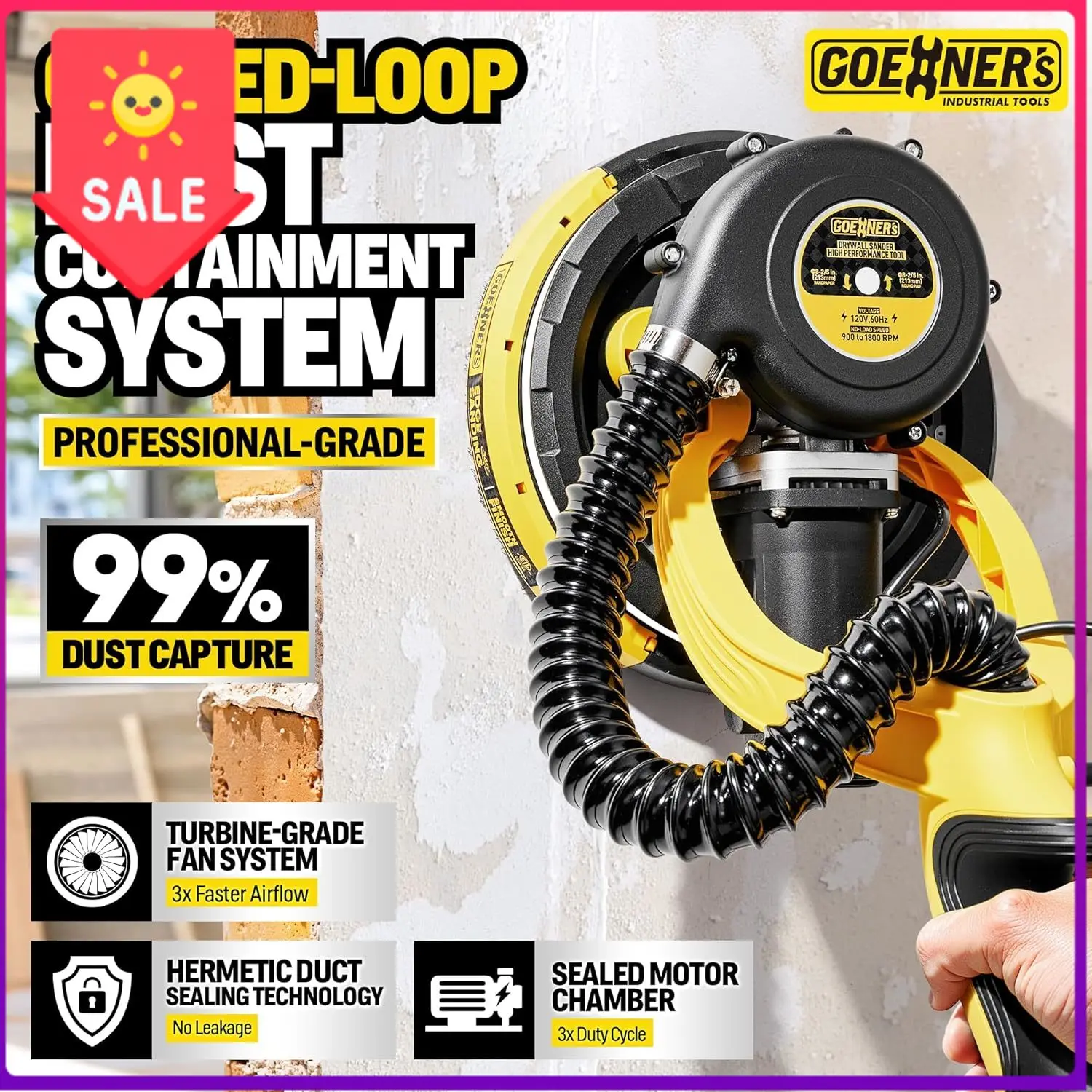 Акционная цена: Электрическая шлифовальная машина для гипсокартона с пылесосом, автоматическим удалением пыли, 7 регулируемых скоростей, 900-1800 об/мин, 26-дюймовый патрон.
Акционная цена: Электрическая шлифовальная машина для гипсокартона с пылесосом, автоматическим удалением пыли, 7 регулируемых скоростей, 900-1800 об/мин, 26-дюймовый патрон.