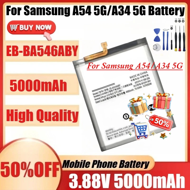 For Samsung A54 5G/A34 5G Battery +Tools New EB-BA546ABY 3.88V 5000mAh High Quanlity Battery
For Samsung A54 5G/A34 5G Battery +Tools New EB-BA546ABY 3.88V 5000mAh High Quanlity Battery