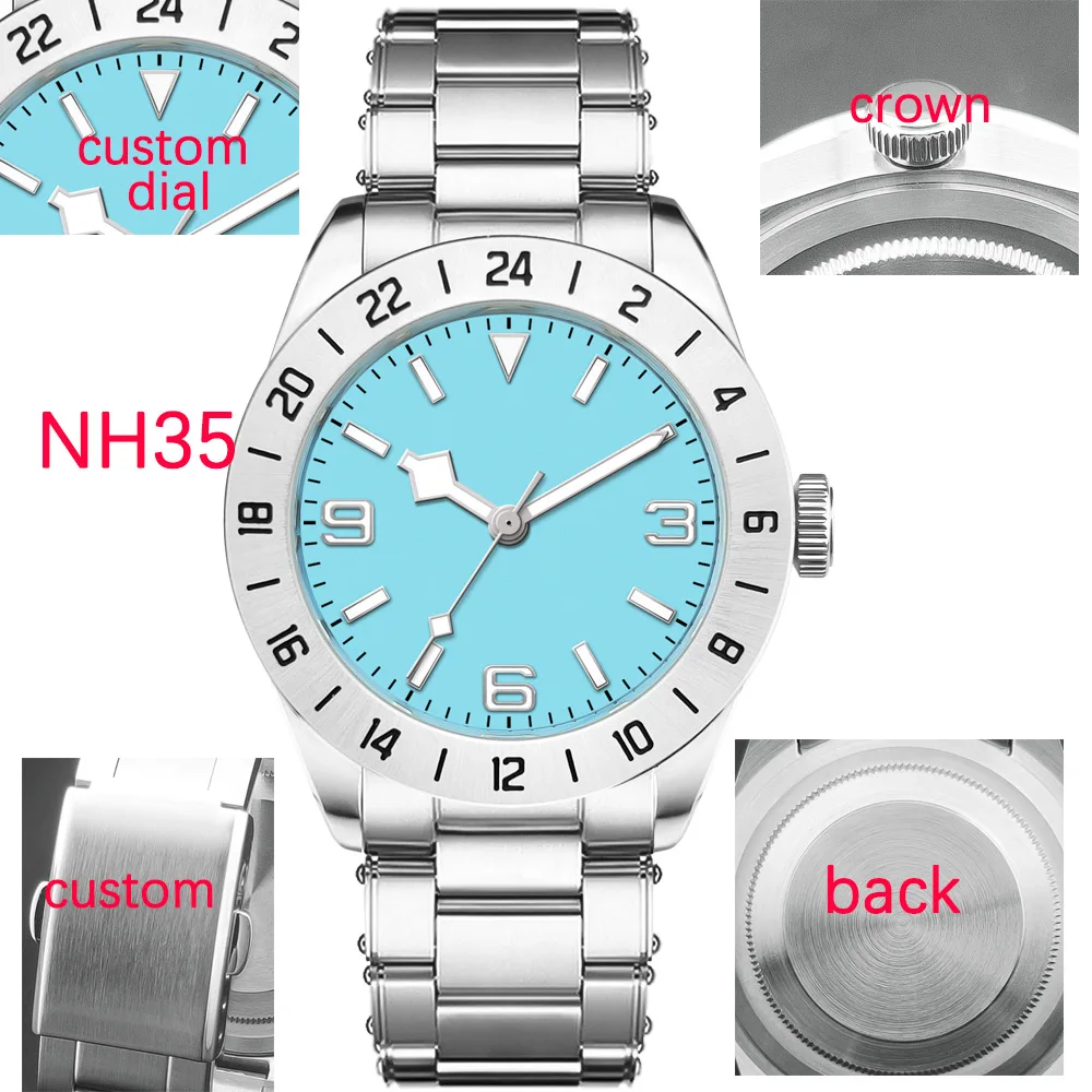 Custom 39mm Men Watch sterile Dial NH35 Automatic Mechanical Skyblue white black relogio masculino Sapphire Glass wristwatch
Custom 39mm Men Watch sterile Dial NH35 Automatic Mechanical Skyblue white black relogio masculino Sapphire Glass wristwatch