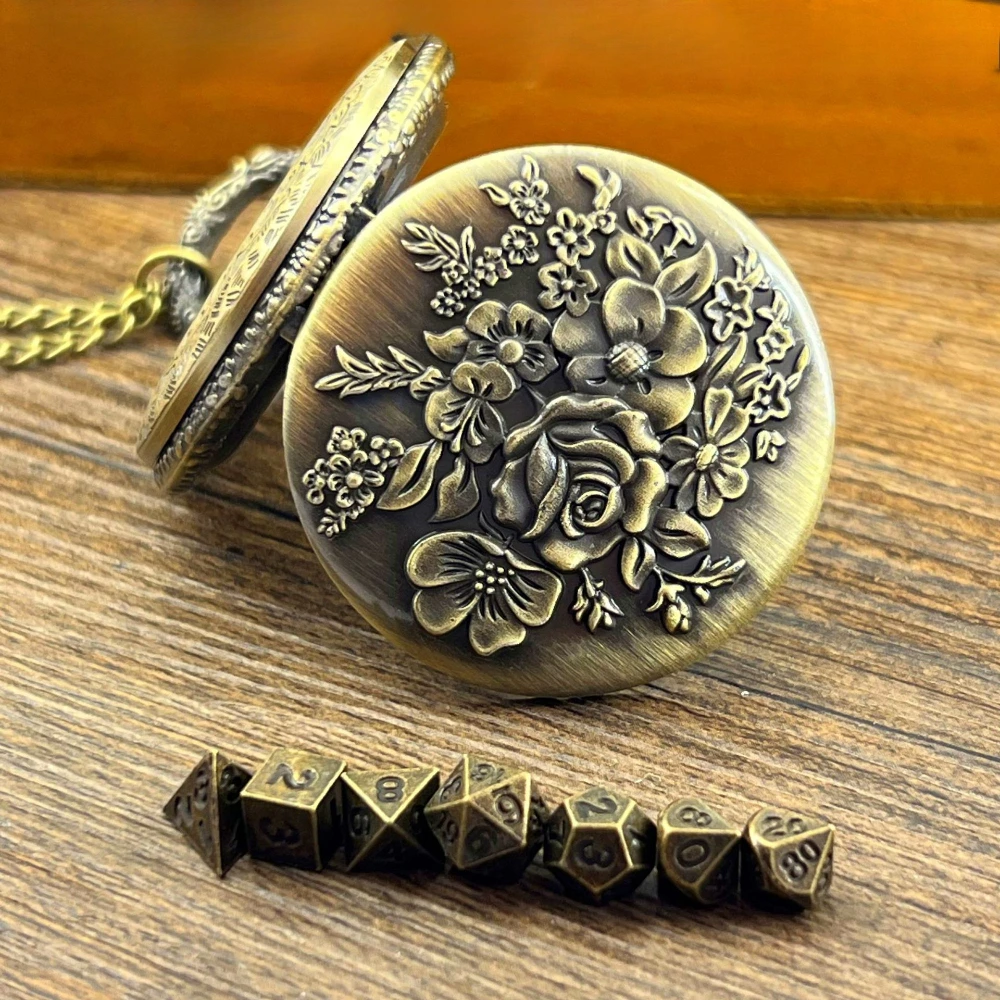 New Dice Vintage Flower Pocket Watch Box Pendant Necklace Board Game Accessories Men's and Women's Jewelry Souvenirs Gifts
New Dice Vintage Flower Pocket Watch Box Pendant Necklace Board Game Accessories Men's and Women's Jewelry Souvenirs Gifts