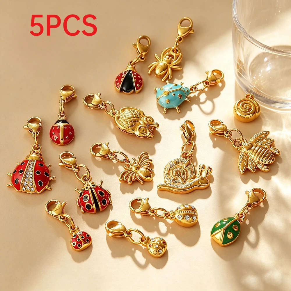 5Pcs Vintage Insect Charms Lobster Clasp Pendants Stainless Steel DIY Jewelry Accessories
5Pcs Vintage Insect Charms Lobster Clasp Pendants Stainless Steel DIY Jewelry Accessories
