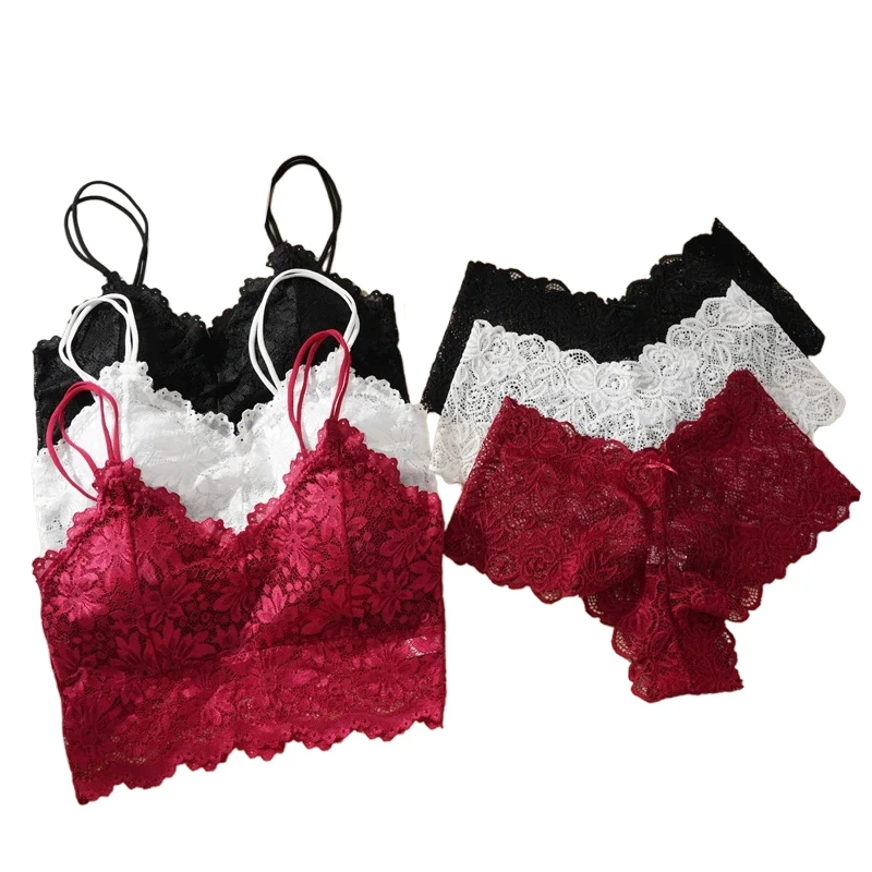 Женский сексуальный кружевной комплект белья: бюстгальтер без косточек с красивой вырезкой на спине и дышащие трусики с цветочным узором
Женский сексуальный кружевной комплект белья: бюстгальтер без косточек с красивой вырезкой на спине и дышащие трусики с цветочным узором