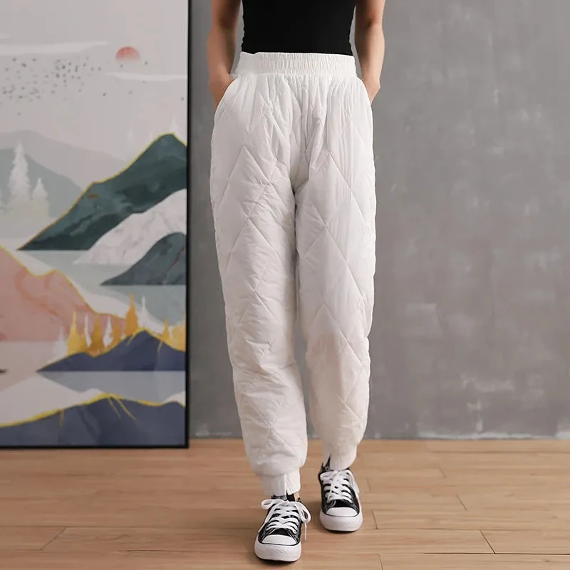 Elastic Waist Cotton Padded Down Pants For Women Solid Colors Casual Trousers Warm Winter Thick Harem Pants Oversized Sweatpants
Elastic Waist Cotton Padded Down Pants For Women Solid Colors Casual Trousers Warm Winter Thick Harem Pants Oversized Sweatpants
