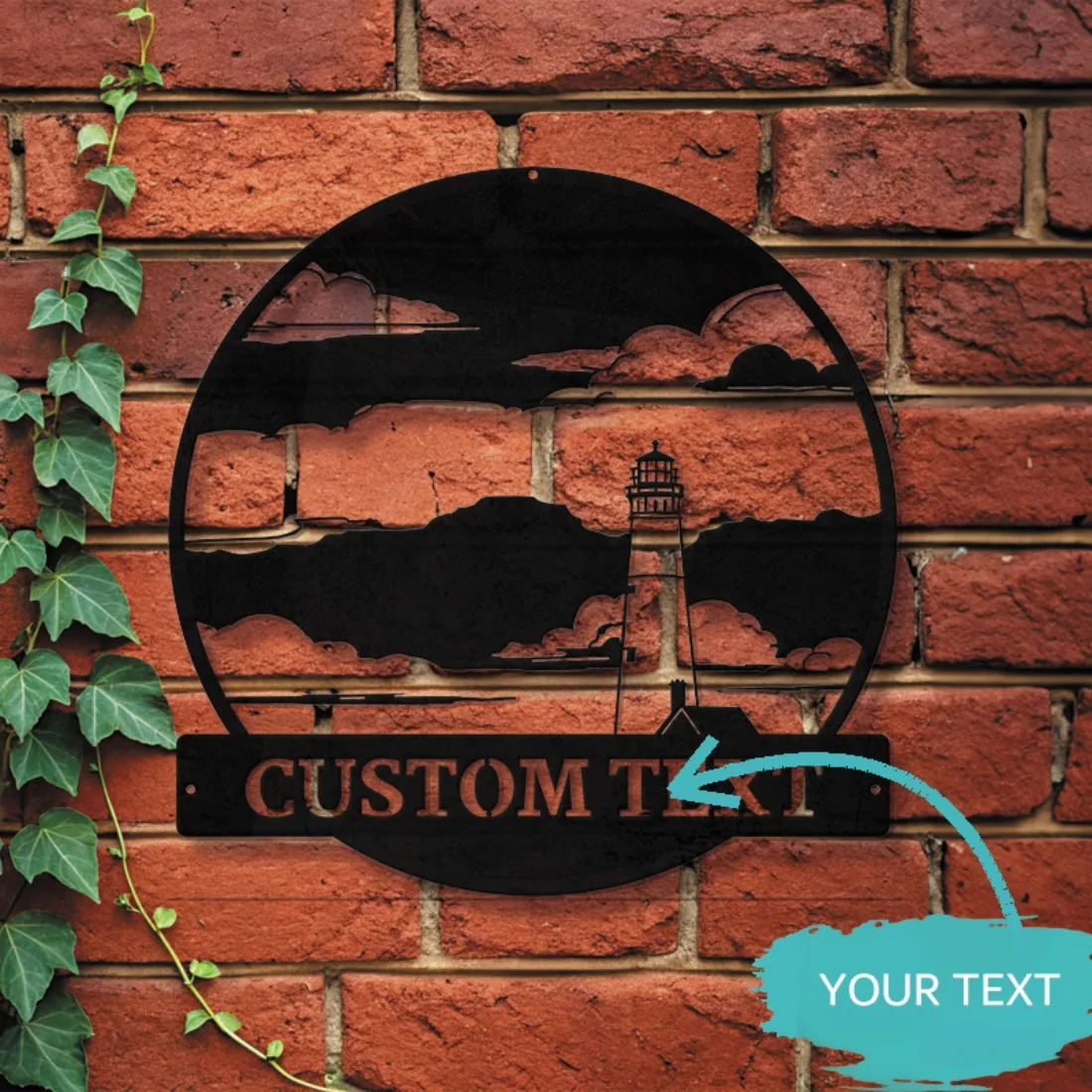 Custom Coastal Lighthouse Metal Wall Art - Personalized Text Black & White, Nautical Beach House Indoor/Outdoor Decor.
Custom Coastal Lighthouse Metal Wall Art - Personalized Text Black & White, Nautical Beach House Indoor/Outdoor Decor.