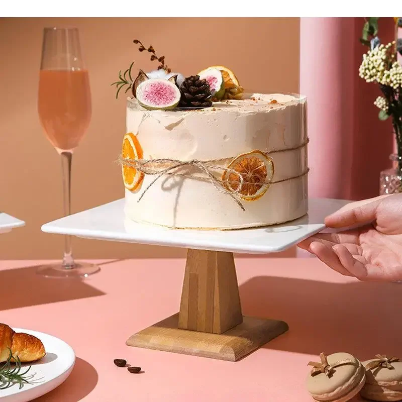 Square Ceramic Snacks Dessert Tray Wooden Stand Fruit Plate Home Simple Tableware High Feet Holder Bread Cake
Square Ceramic Snacks Dessert Tray Wooden Stand Fruit Plate Home Simple Tableware High Feet Holder Bread Cake