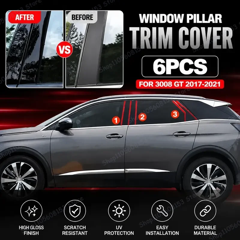 For Peugeot 3008 GT 2017–2021 B C Pillar Trim Strip Window Edge Protector Decorative PC Molding Kit 6 Piece Car Interior
For Peugeot 3008 GT 2017–2021 B C Pillar Trim Strip Window Edge Protector Decorative PC Molding Kit 6 Piece Car Interior