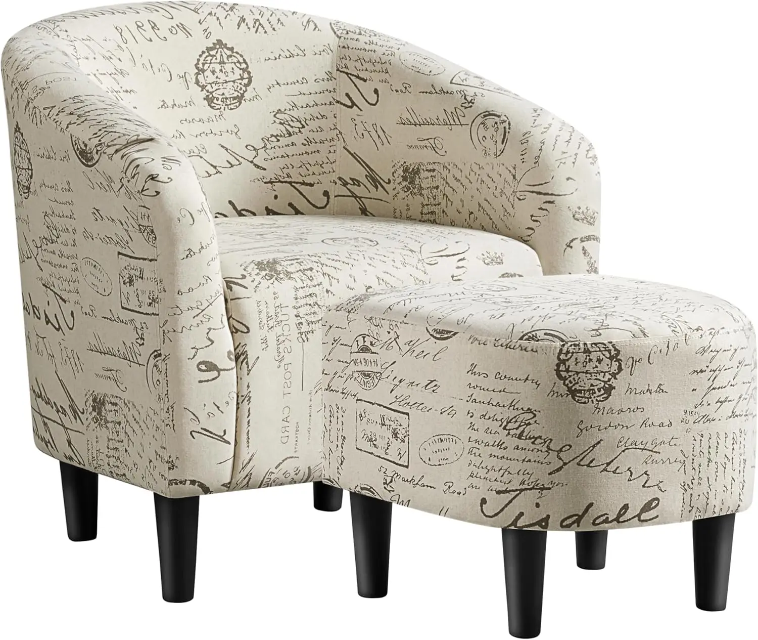 Club Chair with Ottoman, Fabric Accent Armchair with Footstool, Upholstered Barrel Chair and Footrest for Living Room 
Club Chair with Ottoman, Fabric Accent Armchair with Footstool, Upholstered Barrel Chair and Footrest for Living Room