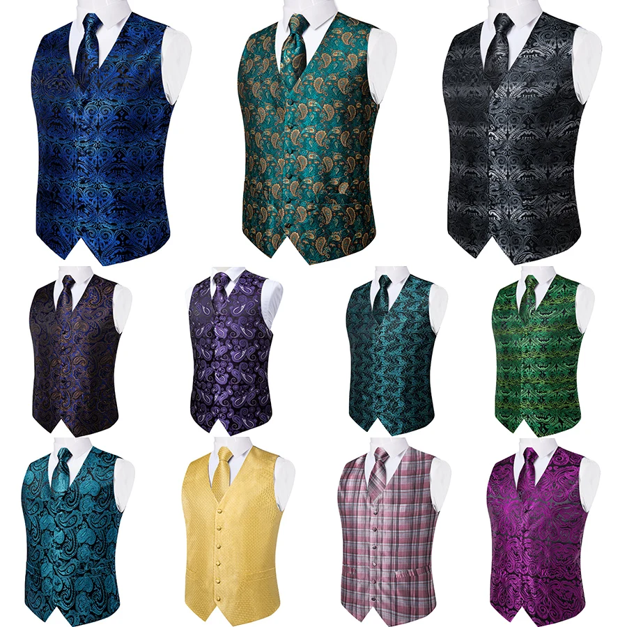Luxury Blue Green Paisley Solid Suit Vest Tie Set Tuxedo Wedding Prom Men's Silk Waistcoat Sleeveless Jacket Men Clothing
Luxury Blue Green Paisley Solid Suit Vest Tie Set Tuxedo Wedding Prom Men's Silk Waistcoat Sleeveless Jacket Men Clothing