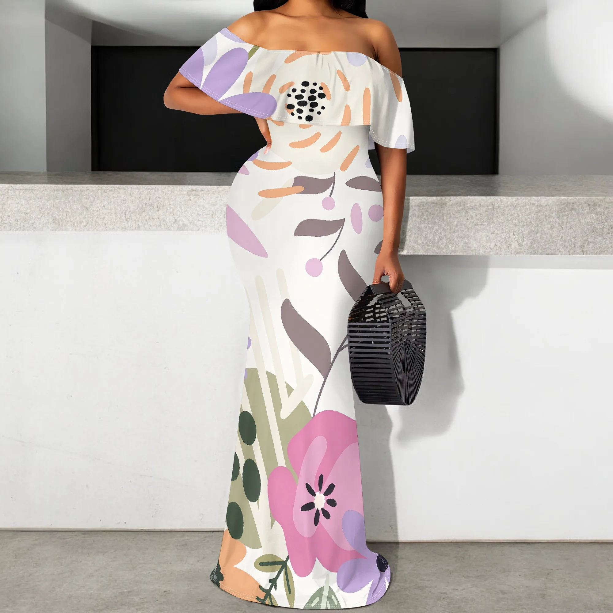 Women's Off Shoulder Floral Polka Dot Print Mermaid Maxi Dress Ruffle Summer Beach Party Gown Elegant Vacation Dresses
Women's Off Shoulder Floral Polka Dot Print Mermaid Maxi Dress Ruffle Summer Beach Party Gown Elegant Vacation Dresses