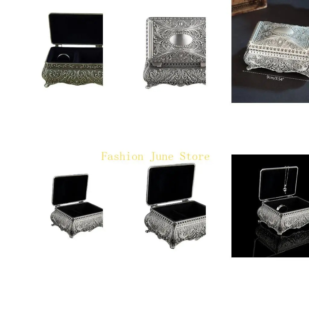 N5KA Vintage Jewelry Trinket Box Metallic Floral Engraved Earring Ring Chest for Case Necklace Organzier Storage Box Wedding
N5KA Vintage Jewelry Trinket Box Metallic Floral Engraved Earring Ring Chest for Case Necklace Organzier Storage Box Wedding