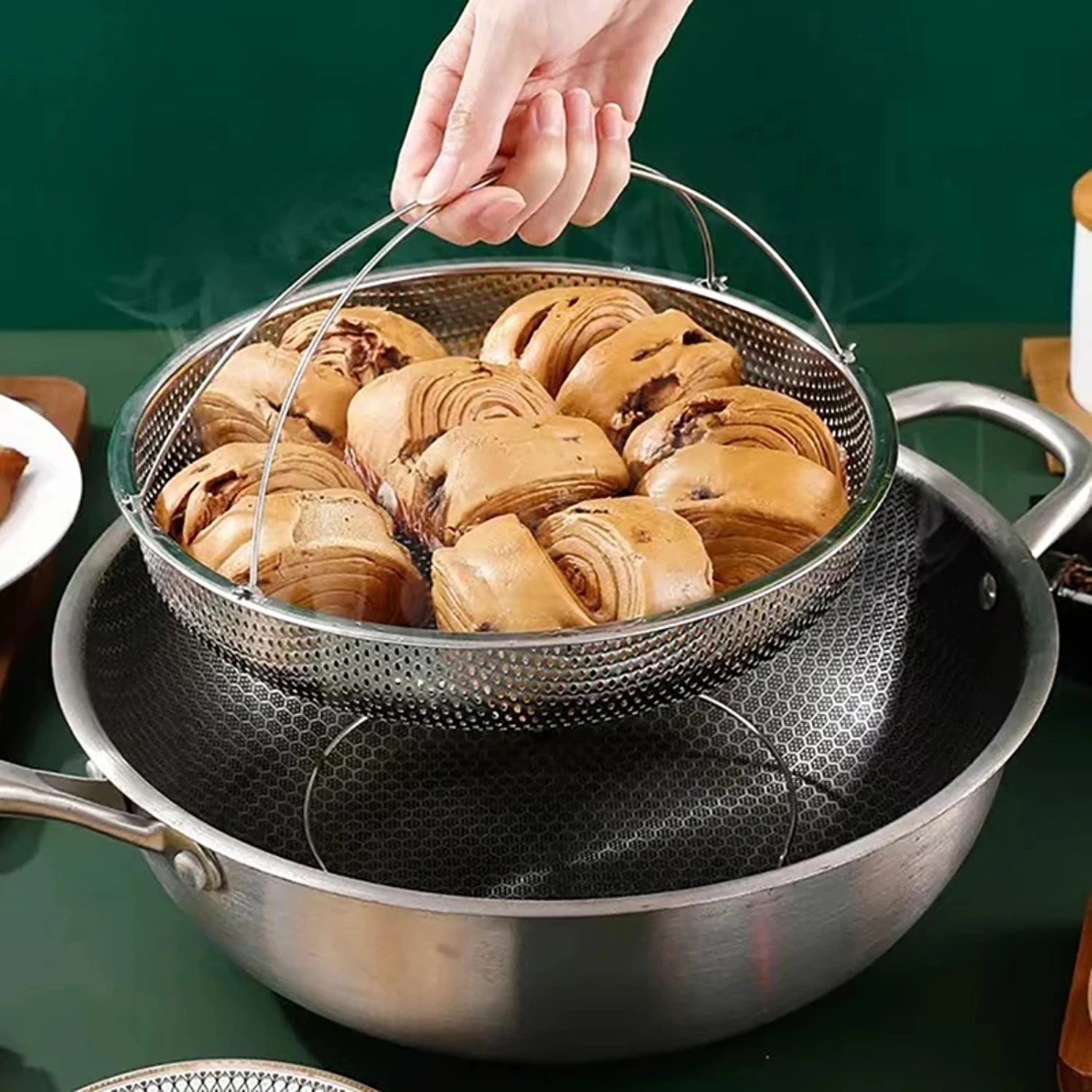 Stainless Steel Food Steamer Basket Pressure Cooker Steamer Basket With Handle Steaming Grid Drain Strainer Cooking Utensils
Stainless Steel Food Steamer Basket Pressure Cooker Steamer Basket With Handle Steaming Grid Drain Strainer Cooking Utensils