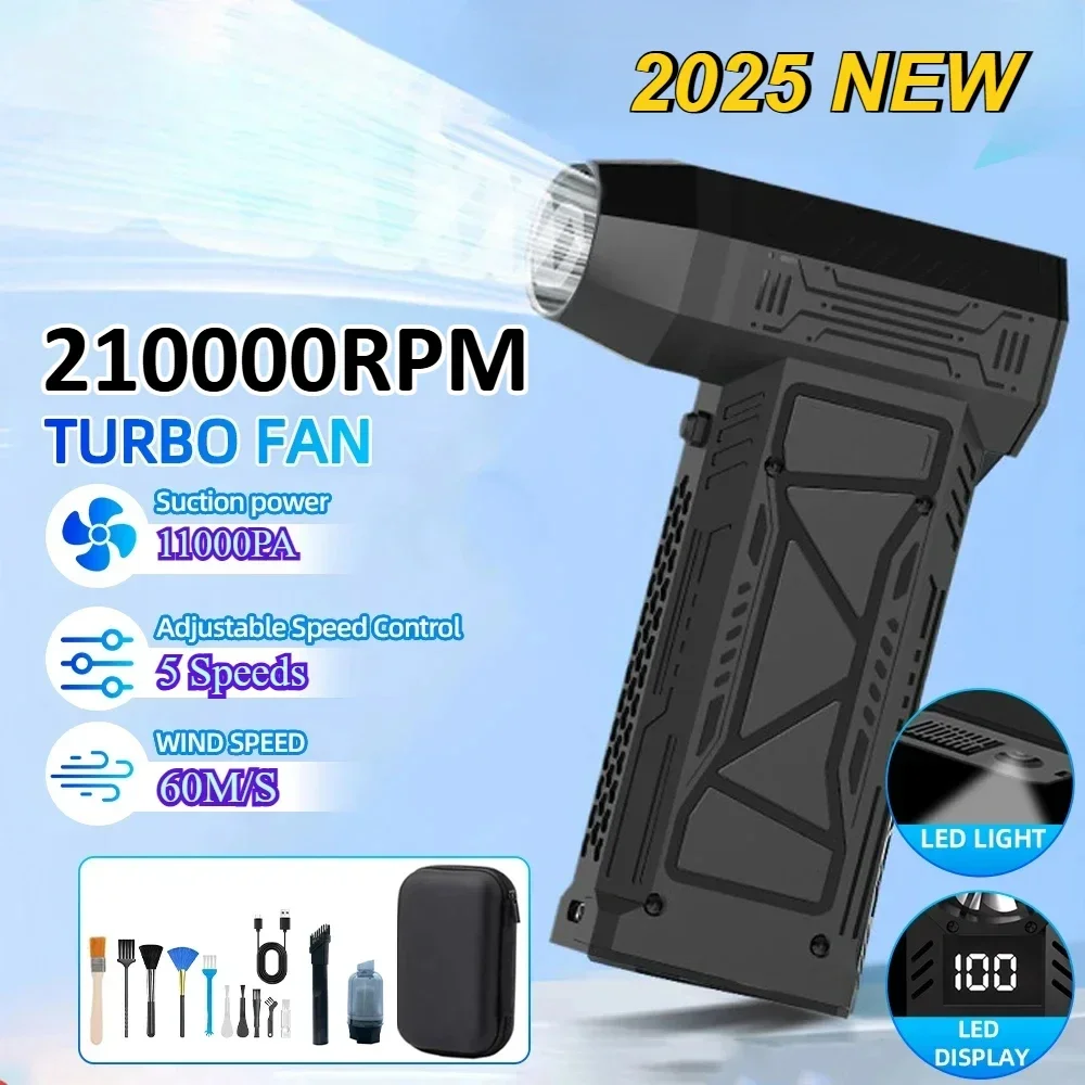 Mini Turbo Jet Fan 210000RPM with Led Display&Light Electric Air Duster Adjustable wind speed Blower Rechargeable for car clean
Mini Turbo Jet Fan 210000RPM with Led Display&Light Electric Air Duster Adjustable wind speed Blower Rechargeable for car clean
