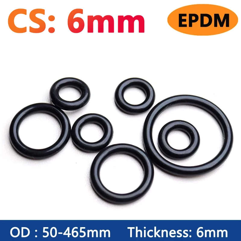 EPDM Rubber O Ring Thickness CS 6mm Acid Alkali Water and Friction Resistance O-Ring Seal Gasket ID 38-453mm OD 50-465mm
EPDM Rubber O Ring Thickness CS 6mm Acid Alkali Water and Friction Resistance O-Ring Seal Gasket ID 38-453mm OD 50-465mm