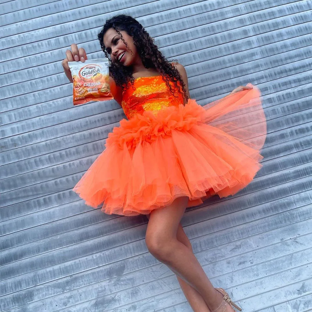 Orange Tulle A Line Mini Short Vestido Graduation Dress Spaghetti Strap Evening Gown Homecomin Formal Party Dresses
Orange Tulle A Line Mini Short Vestido Graduation Dress Spaghetti Strap Evening Gown Homecomin Formal Party Dresses