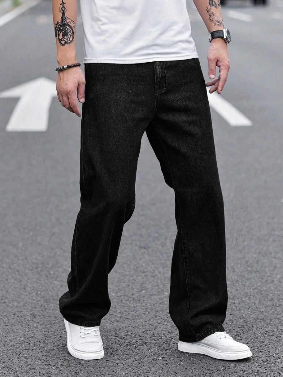 Men's Durable Black Relaxed-Fit Jeans Mid-Waist Comfort Street Style Essential Urban Pants
Men's Durable Black Relaxed-Fit Jeans Mid-Waist Comfort Street Style Essential Urban Pants