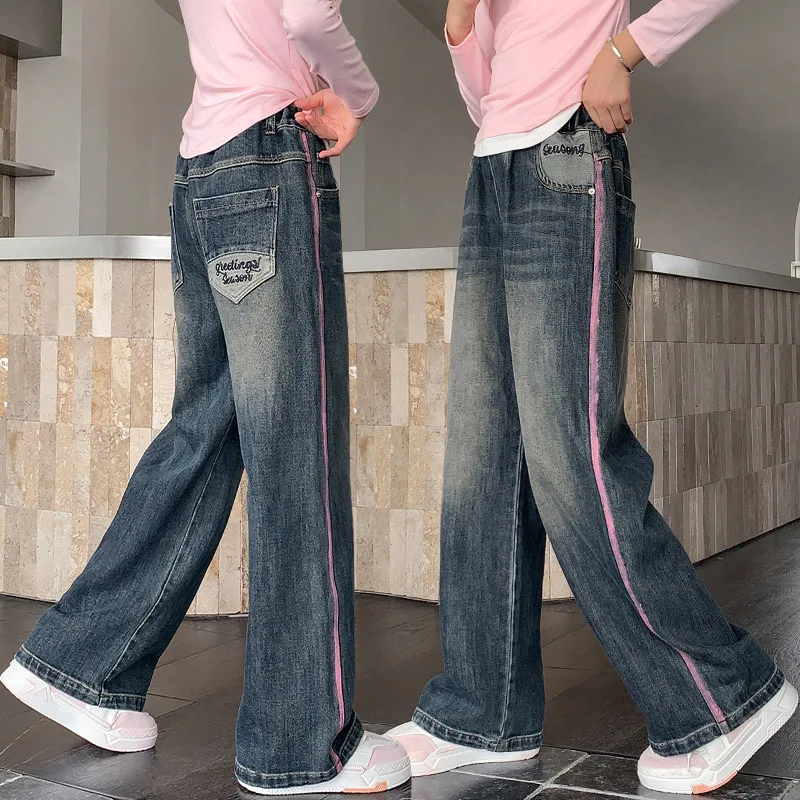 Girls Denim Pants Kids Blue Casual Wide Leg Pants New Spring Autumn Fashion Long Straight Jeans Children Korean Style Trousers
Girls Denim Pants Kids Blue Casual Wide Leg Pants New Spring Autumn Fashion Long Straight Jeans Children Korean Style Trousers