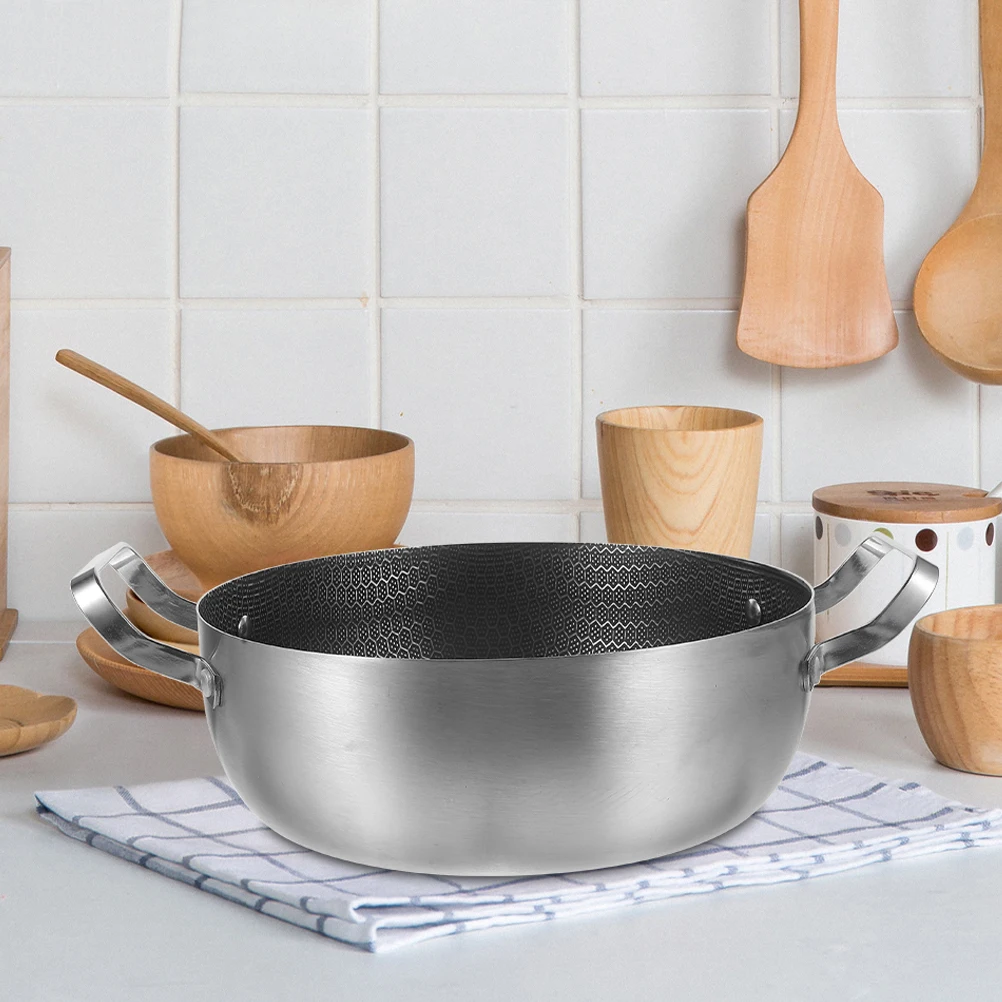 Double Handle Stainless Steel Hot Pot 22cm Nonstick Thickened Cooking Pot Kitchen Soup Frying Pan Practical Multi
Double Handle Stainless Steel Hot Pot 22cm Nonstick Thickened Cooking Pot Kitchen Soup Frying Pan Practical Multi