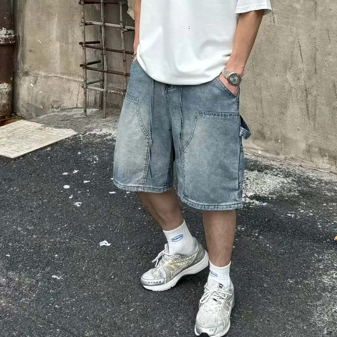 New 2025 Summer Loose Men's Tooling Ins Denim Shorts Washed Matte Retro Short Baggy Japanese Baggy Straight Bermuda Shorts Men 
New 2025 Summer Loose Men's Tooling Ins Denim Shorts Washed Matte Retro Short Baggy Japanese Baggy Straight Bermuda Shorts Men