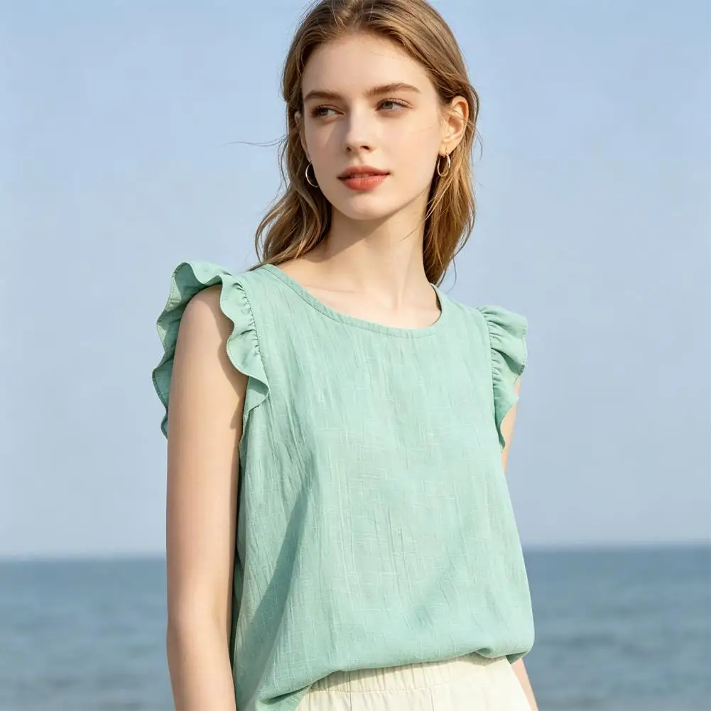 Feminine Ruffle Sleeve Shirt 2026 Flax Women Vest Ruffle Sleeve Vest 2026 Sleeveless Oversized Tank Linen Shirts Gauze Blouse
Feminine Ruffle Sleeve Shirt 2026 Flax Women Vest Ruffle Sleeve Vest 2026 Sleeveless Oversized Tank Linen Shirts Gauze Blouse