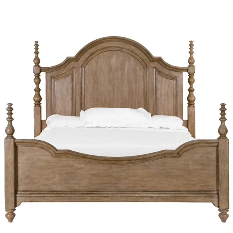 American country solid wood bed retro old brown bedroom princess bed, medieval French light luxury simple double bed
American country solid wood bed retro old brown bedroom princess bed, medieval French light luxury simple double bed