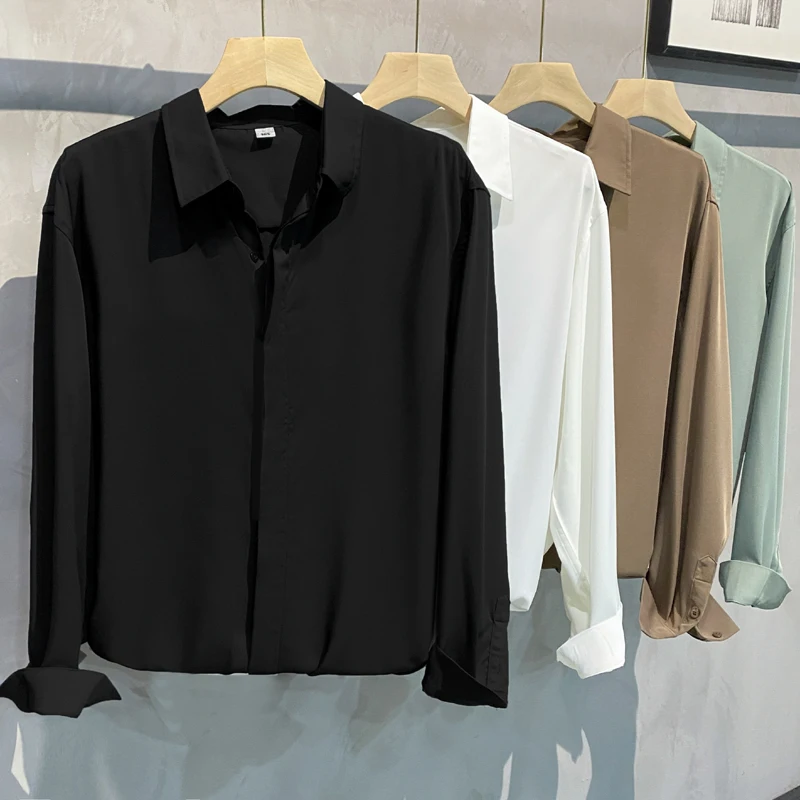 Men's Long Sleeve Ice Silk Shirt Elegant Simple Couple's Loose Fit Shirt Youthful Trend Summer Fashion No Iron Treatment
Men's Long Sleeve Ice Silk Shirt Elegant Simple Couple's Loose Fit Shirt Youthful Trend Summer Fashion No Iron Treatment