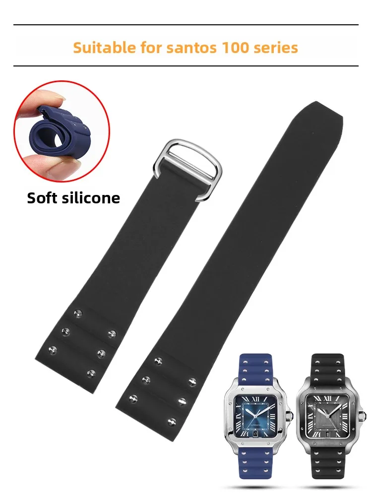 Silicone Watch Strap for Men and Women for Santos Santos Series Folding Buckle Strap Black and Blue 21mm
Silicone Watch Strap for Men and Women for Santos Santos Series Folding Buckle Strap Black and Blue 21mm