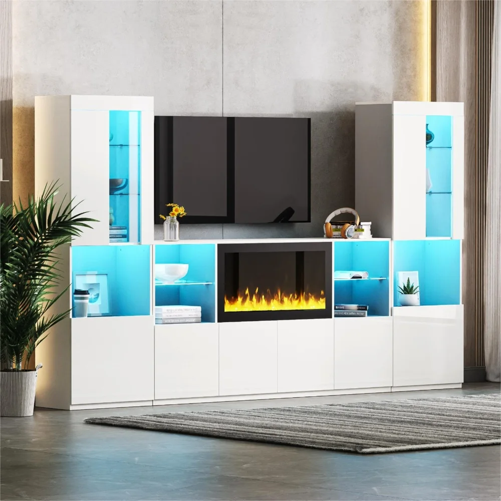 Modern White TV Stand:34.2'' Non-heating Electric Fireplace, High Gloss, LED & Glass (Fits 75'' TVs)
Modern White TV Stand:34.2'' Non-heating Electric Fireplace, High Gloss, LED & Glass (Fits 75'' TVs)