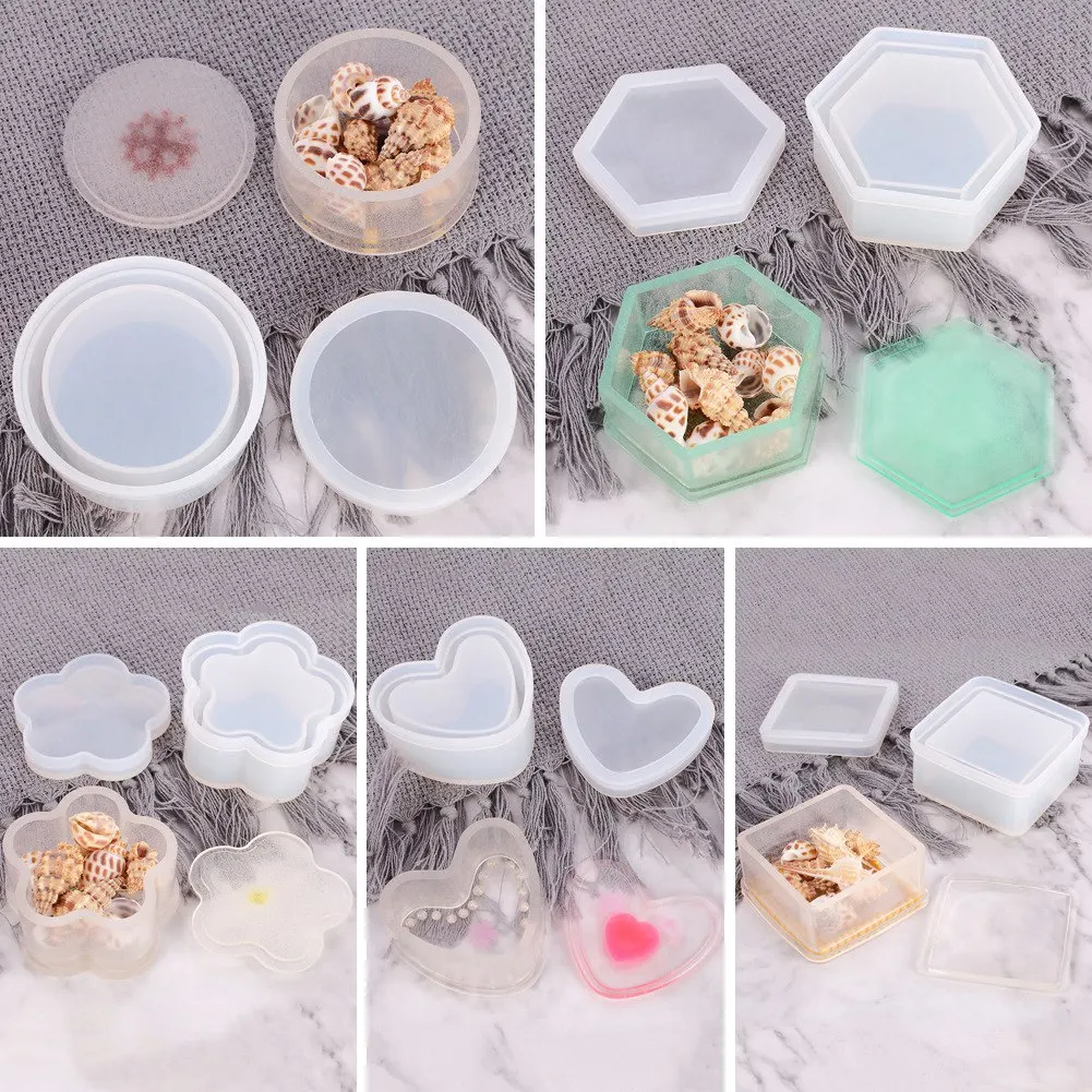 5Pcs Box Resin Molds Jewelry Box Resin Mold Silicone Storage Box DIY Box Epoxy Casting Molds Set (Random Shape)
5Pcs Box Resin Molds Jewelry Box Resin Mold Silicone Storage Box DIY Box Epoxy Casting Molds Set (Random Shape)