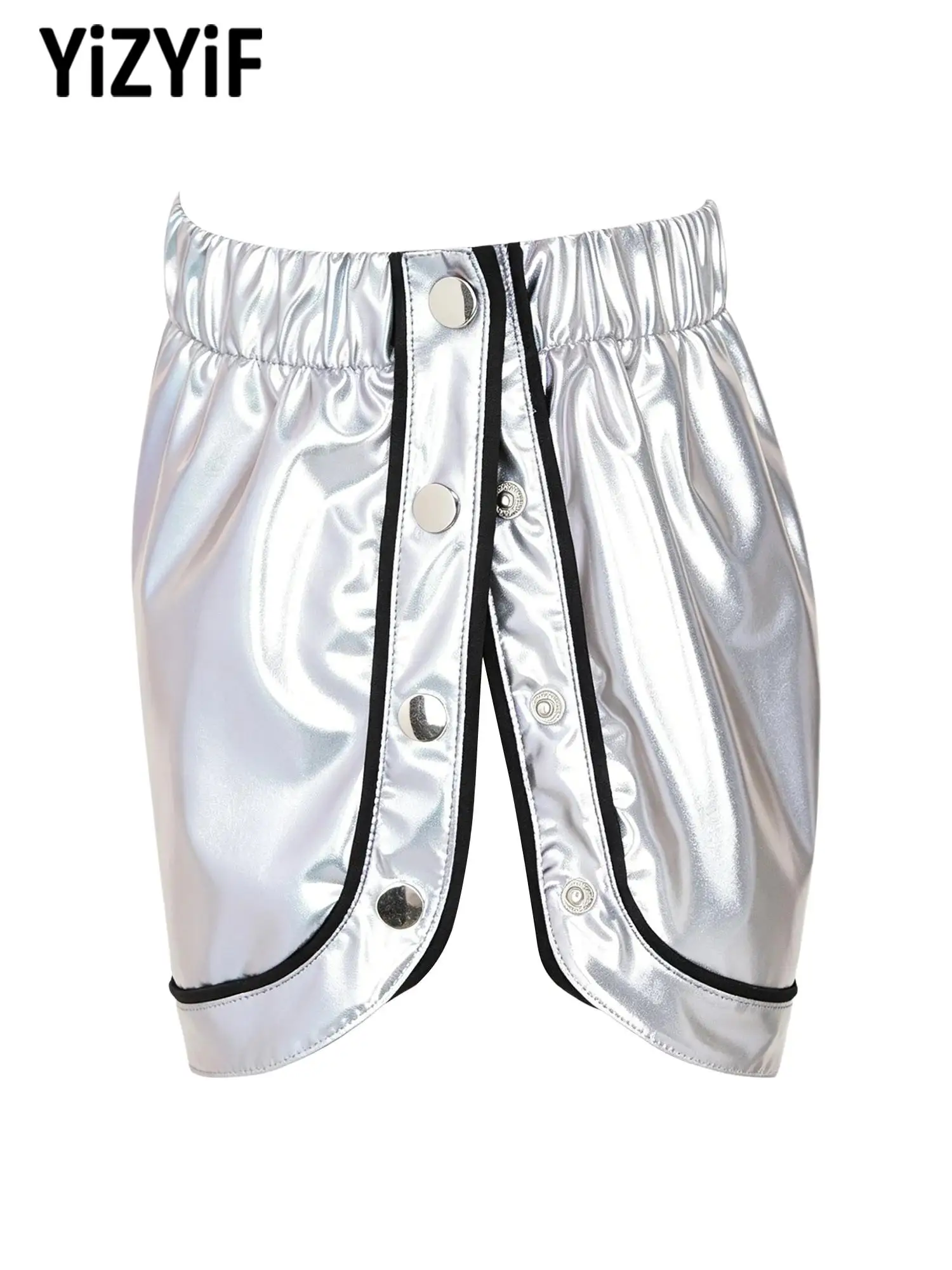 Children Hip Hop Dance Shorts Contrast Trim Metallic Elastic Waistband Side Press Buttons Split Lightweight Stretchy for Sports
Children Hip Hop Dance Shorts Contrast Trim Metallic Elastic Waistband Side Press Buttons Split Lightweight Stretchy for Sports