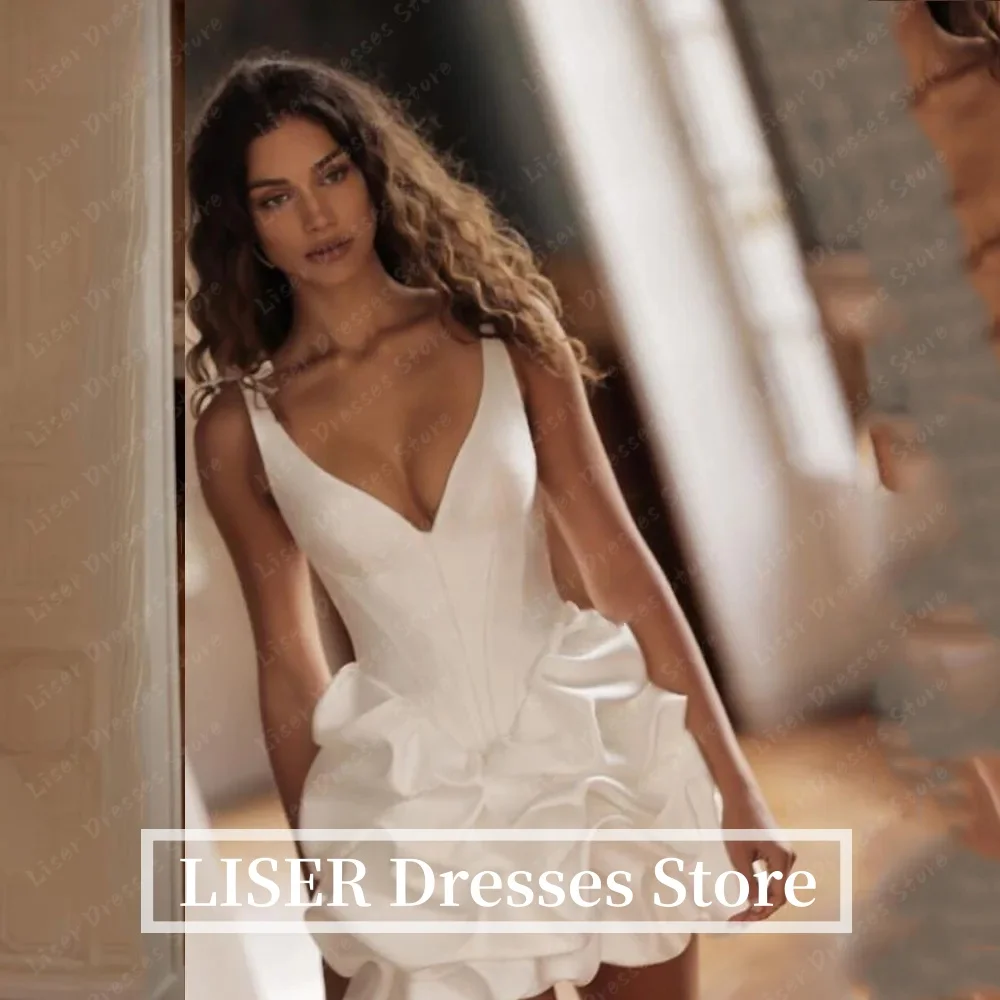 Liser 2026 Elegant Ivory Satin Mini Wedding Dress Customized V-Neck Puffy A Line Lace Up Short Modern Above Knee Robe De Mariée
Liser 2026 Elegant Ivory Satin Mini Wedding Dress Customized V-Neck Puffy A Line Lace Up Short Modern Above Knee Robe De Mariée