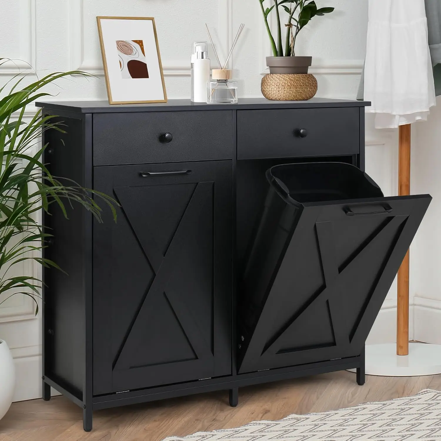 Double Tilt Out Trash Cabinet 10 Gallon*2,Kitchen Garbage Cabinet,Pet-Proof Standing Hidden Dual Laundry Sorter,W/Hideaway
Double Tilt Out Trash Cabinet 10 Gallon*2,Kitchen Garbage Cabinet,Pet-Proof Standing Hidden Dual Laundry Sorter,W/Hideaway