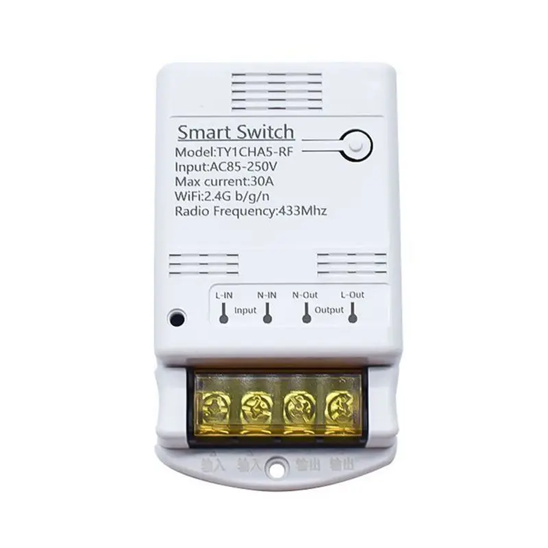 Y01A Tuya Wifi 30A Relay Module 85-250V Smart Switch DIY 433MHZ RF Controller Smartlife APP Voice Relay Timer Remote Control
Y01A Tuya Wifi 30A Relay Module 85-250V Smart Switch DIY 433MHZ RF Controller Smartlife APP Voice Relay Timer Remote Control