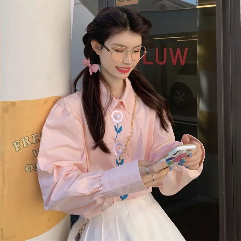 Spring Casual Korean Fashion Loose Buttons Single Breasted Doll Collar Long Sleeve Lively Pink Pure Flowers Youth Lively Bright
Spring Casual Korean Fashion Loose Buttons Single Breasted Doll Collar Long Sleeve Lively Pink Pure Flowers Youth Lively Bright