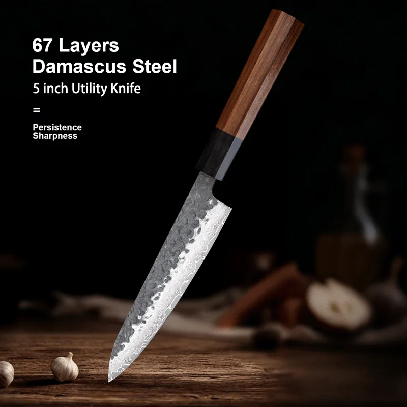 5 inch Utility Knife Hand Forged Damascus Steel Kitchen Knives Vegetable Meat Sashimi kitchen chef Rosewood Handle
5 inch Utility Knife Hand Forged Damascus Steel Kitchen Knives Vegetable Meat Sashimi kitchen chef Rosewood Handle