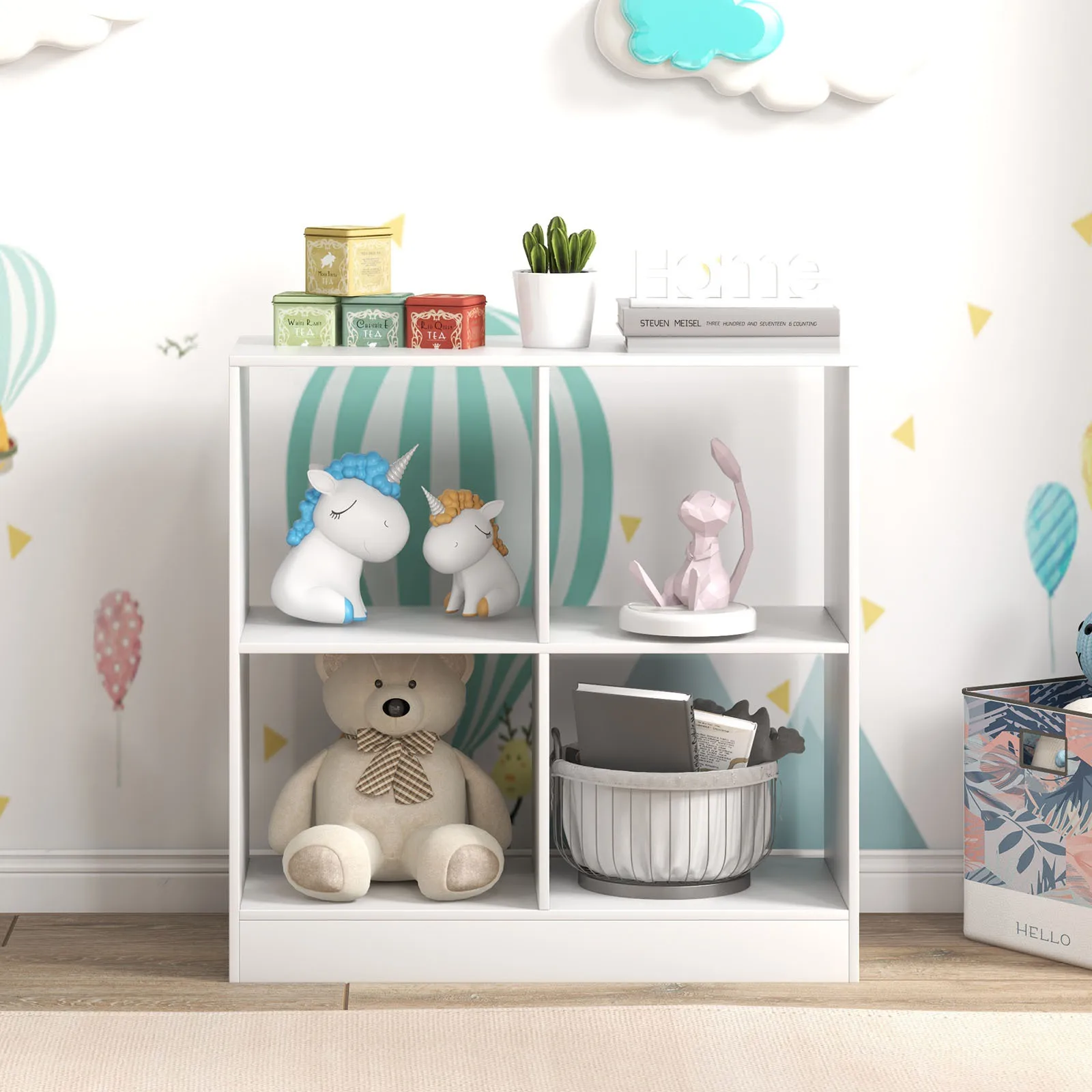 Kids Toy Storage Organizer 4-Cube Wooden Display Bookcase w/Anti-toppling Device
Kids Toy Storage Organizer 4-Cube Wooden Display Bookcase w/Anti-toppling Device