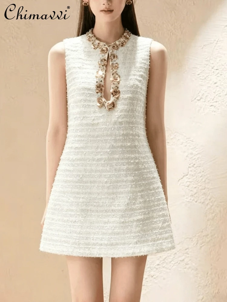 2026 Summer French Elegant Temperament Socialite Heavy Industry Diamond Round Neck Sleeveless High Waist Slim Short Dress Women
2026 Summer French Elegant Temperament Socialite Heavy Industry Diamond Round Neck Sleeveless High Waist Slim Short Dress Women