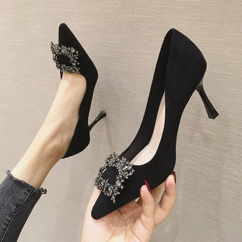 Sexy Pointed Toe High Heels mid Heel Square Buckle Versatile Fashionable Korean Style Women's Shoes City Walk Elastic Fabric
Sexy Pointed Toe High Heels mid Heel Square Buckle Versatile Fashionable Korean Style Women's Shoes City Walk Elastic Fabric
