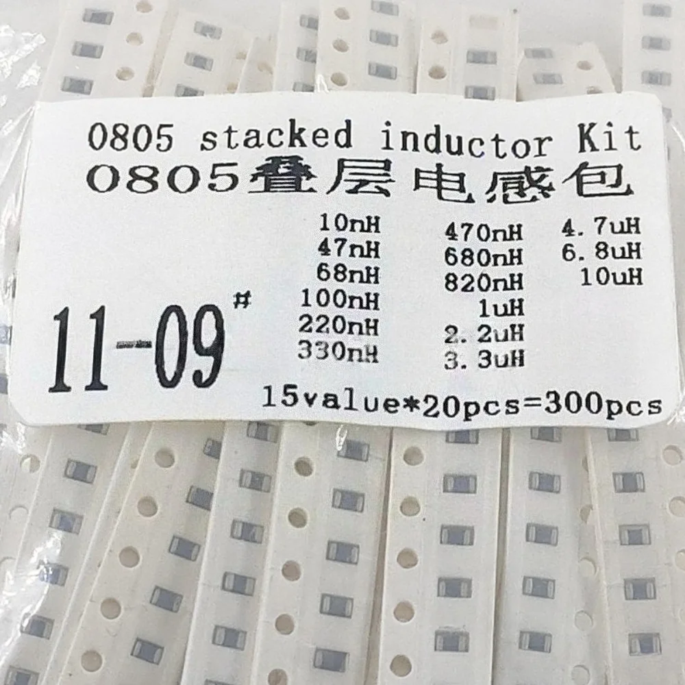 0805 SMD Multilayer Chip Inductor Kit 10nH-10uH 15 Values 20pcs Each Total 300pcs for Student Lab DIY Electronic Kit
0805 SMD Multilayer Chip Inductor Kit 10nH-10uH 15 Values 20pcs Each Total 300pcs for Student Lab DIY Electronic Kit