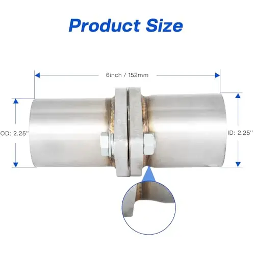 Universal 2.25 Inch Exhaust Repair Coupler With Stainless Steel Gasket And Dual Bolt Flange Joint For Pipe Connection
Universal 2.25 Inch Exhaust Repair Coupler With Stainless Steel Gasket And Dual Bolt Flange Joint For Pipe Connection