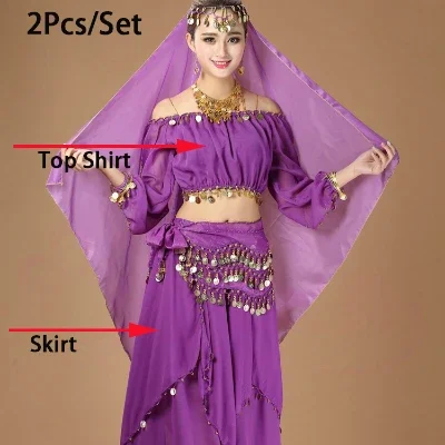 Women's Set Purple Dance Costume Adult Belly Dance Costume Set Chiffon Coin Long Sleeved Top and Skirt Indian Dance Costume
Women's Set Purple Dance Costume Adult Belly Dance Costume Set Chiffon Coin Long Sleeved Top and Skirt Indian Dance Costume