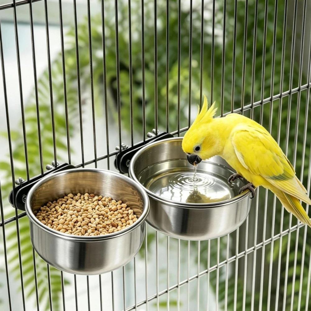 Stainless Steel Pet Feeder Water Bowl with Cage Clamp Mount Anti Spill Parrot Food Water Dish for Bird Rabbit Hamster Small Pets
Stainless Steel Pet Feeder Water Bowl with Cage Clamp Mount Anti Spill Parrot Food Water Dish for Bird Rabbit Hamster Small Pets