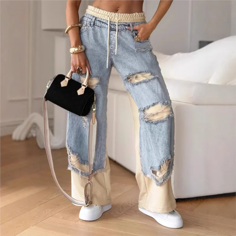Cool Girl Casual Denim Pants Jeans Women Loose Drawstring Patchwork Low Waist Pockets Leg Pants 2025 High Street Lady Trouser
Cool Girl Casual Denim Pants Jeans Women Loose Drawstring Patchwork Low Waist Pockets Leg Pants 2025 High Street Lady Trouser